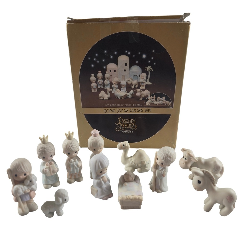 Precious Moments Nativity Miniature Set Come Let Us Adore Him 1982 Boxed